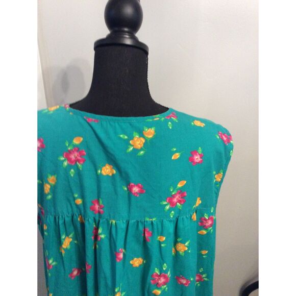 Vintage Anthony Richards Green Housecoat Mumu Size 1X Plus Floral - Picture 5 of 5